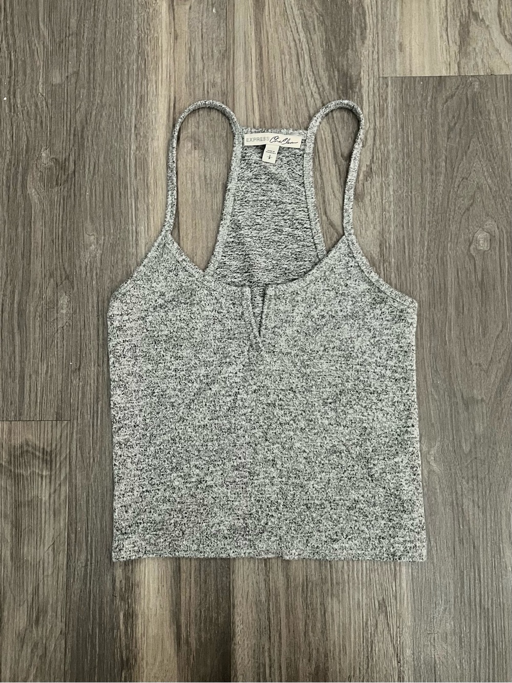 Express Grey Marled Notch Front Tank Top | Size Small